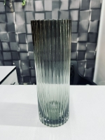 Buy Ribbed Clear Black Glass Vase
