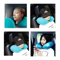 Automatic Air Inflatable U-Shape Travel Pillow, Inflatable Travel Neck Pillow U-Shape Headrest Support for Office Train Car Airplane (AREO Neck Pillow 1 PC 