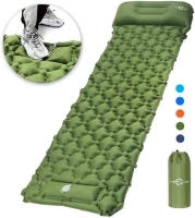 Sleeping Mat with Led Light, Self Inflating Camping Mat, Camp Beds for Adults and Kids, Waterproof Ultralight Sleeping Pad for Hiking, Camping, Backpacking, Inflated Size 195cm*64cm*6cm, Green