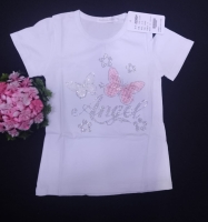 Printed Cotton Crew Neck Infant Girls T-Shirt  [WITE]