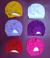 Cute Newborn Baby Girls Kids Turban Hats Soft Silk Bow Hat Cap Wrap