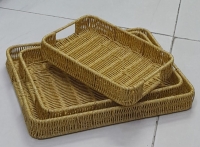 RATTAN TRAY Woven Rectangular Food Snacks Container for Kitchen Dining Restaurant