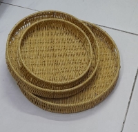 RATTAN TRAY Woven Oval Baskets Food Snacks Container for Kitchen Dining Restaurant