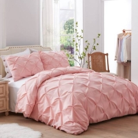 Pink 3pc Double / single /dotted Pinch Pleat  Duvet cover set