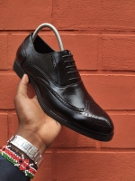 Black laced oxford official leather shoes with durable leather soles / Office shoe / work shoes/ leather shoes / Official shoes