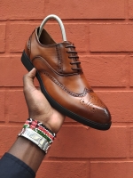 Brown Black laced oxford official leather shoes with durable leather soles / Office shoe / work shoes/ leather shoes