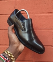 Black Quality Laceless Men Leather Official Shoes