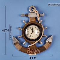 WILsem Anchor shape marine style Wall Clock Retro Silent Anchor Wall Hanging Clock Watch, Office, Hotel, Coffee Bar and Home Clock Decoration