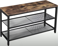 3*1*3 FT Metallc shoe rack with a Rustic Wooden Bench – 3-Tier Storage Organizer