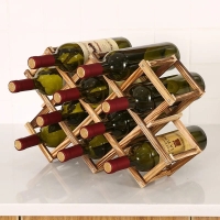 RIF-1OWk Foldable10 Slot wooden wine bottle rack