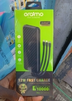RI1-2P9d 10000mAh Oraimo power bank 12W with Lightning and Type-c and Micro-usb cables attached