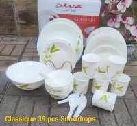 RI3-78s 39 pcs Classic Glass Dinner Sets Snow Drops
