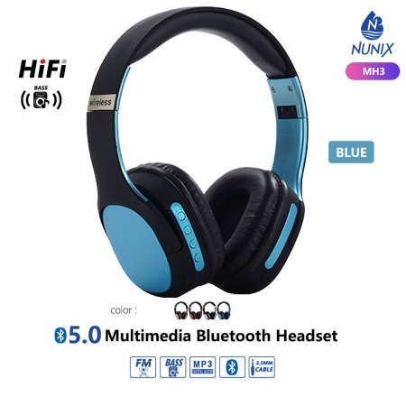 Blue 5.0 Multimedia Bluetooth Headset Nunix MH3