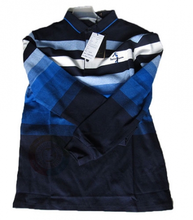 Black and Blue Long Sleeved Polo Shirt