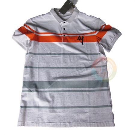 Grey and White striped polo t-shirt