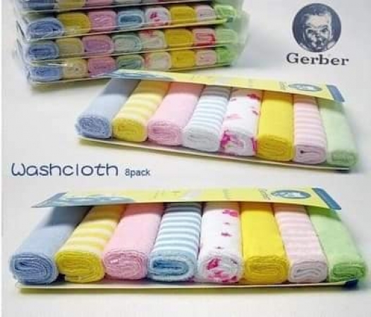 Gerber Wash Clothes Towels 8 pack for Newborns Babies